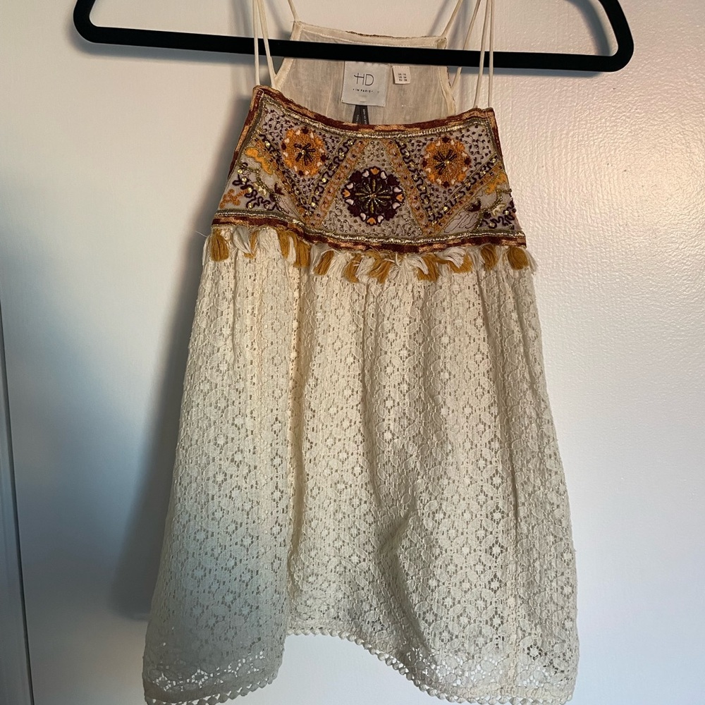 Anthropologie Embroidered High-Neck Blouse